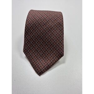 Christian Dior Tie Mens One Size Brown Geometric 100% Silk Classic Width